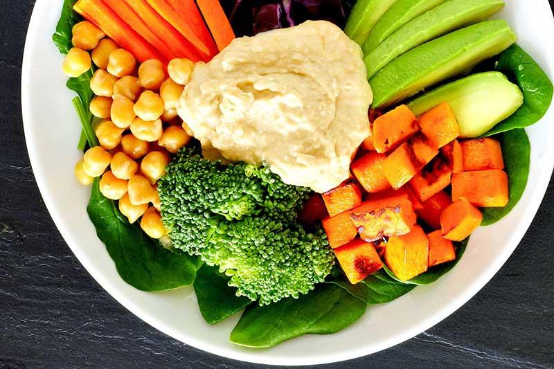 hummus and vegetables